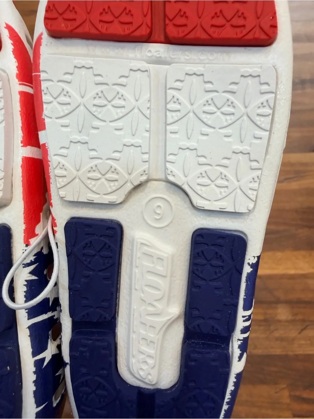 NWT - Floafers Prodigy Kids in American Posh Print - Red White Blue - Size 9